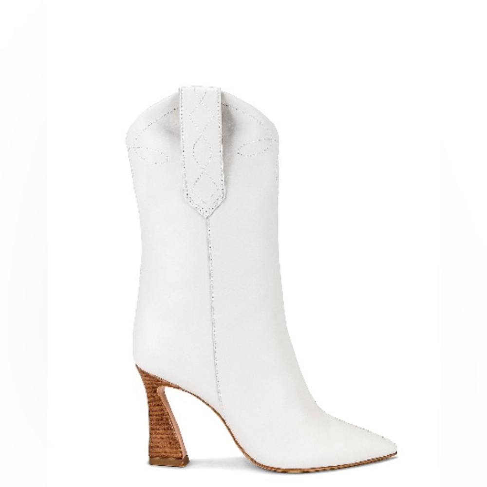 SCHUTZ White Western Leather Boots